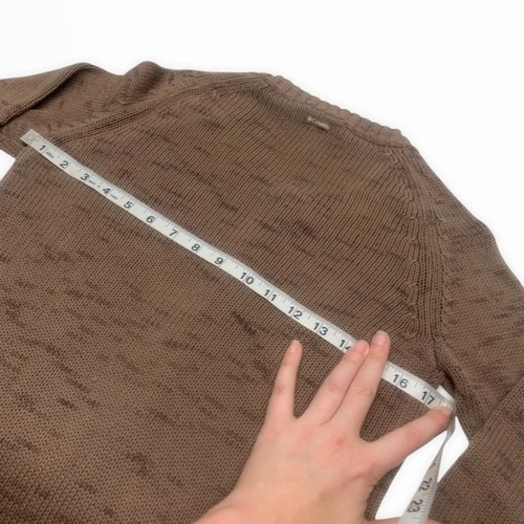 • Columbia Sweater Button Front Kangaroo Pocket 3/4 Sleeve Brown sw - Picture 5 of 9